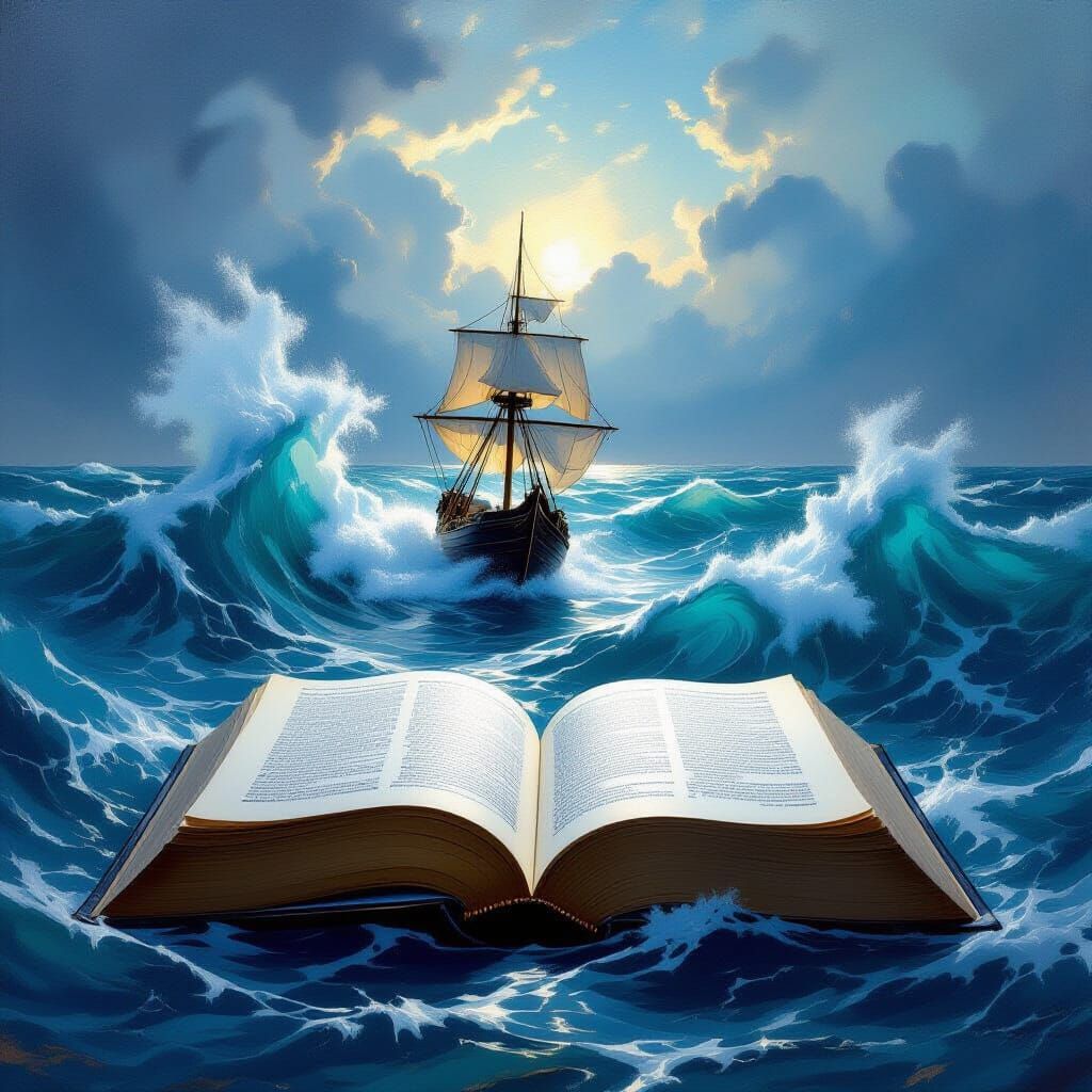 Book Transforms into Stormy Ocean Scene