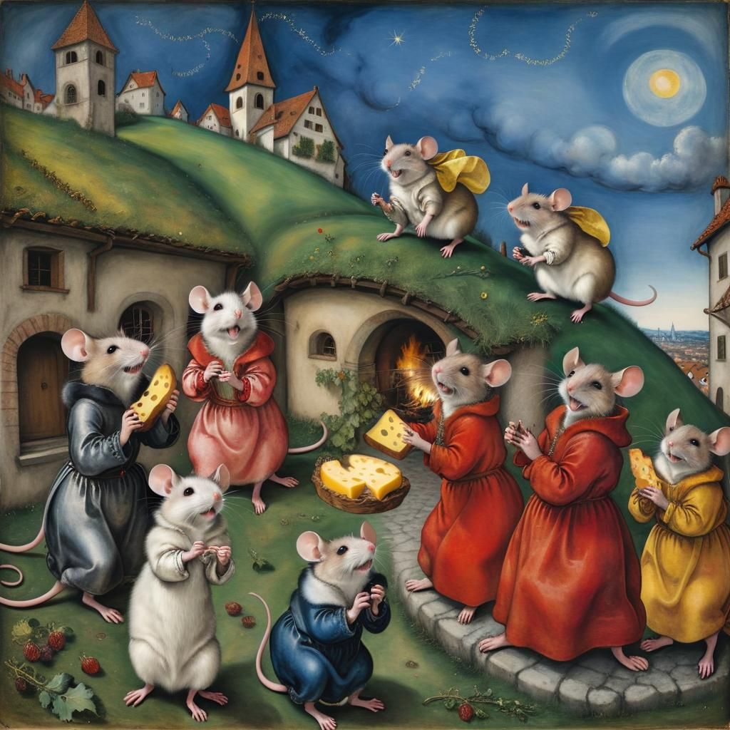 The mice have risen over the city, the air smells of wine, t...