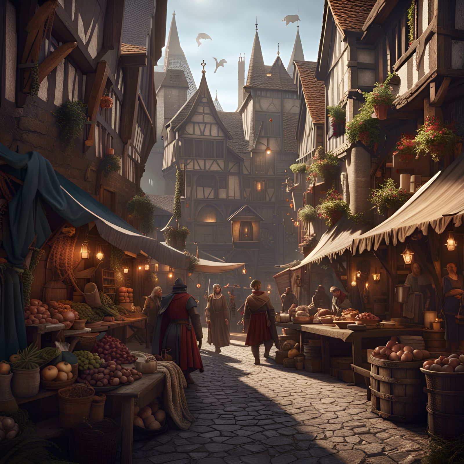 Medieval Market - AI Generated Artwork - NightCafe Creator