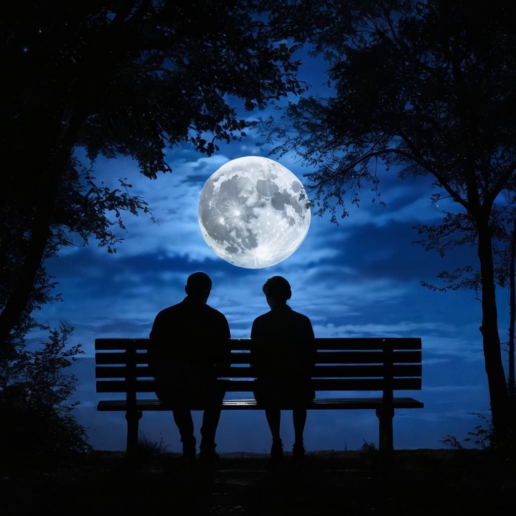 Under the glow of the luminous full moon,
Two beings sat, th...