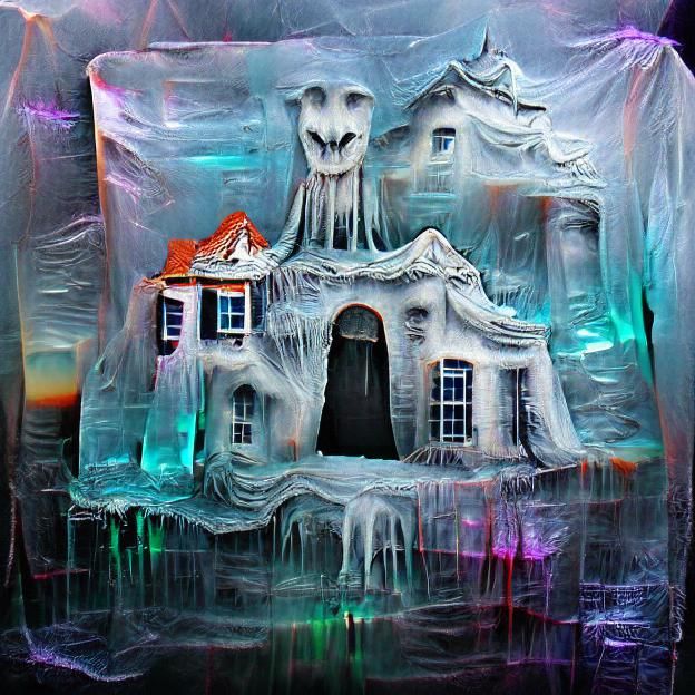 A haunted house made of ice
