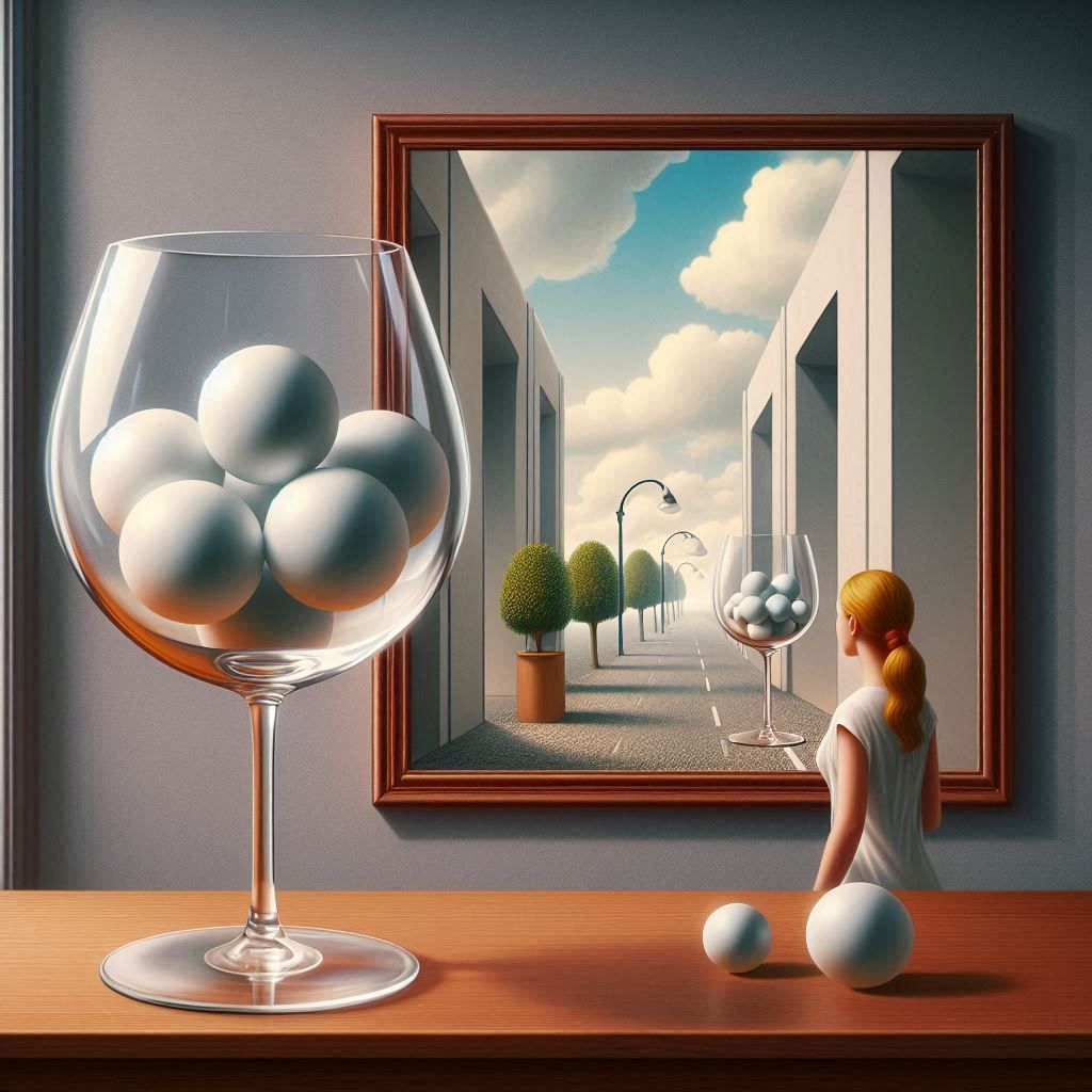 Wine glass with balls