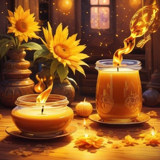 Surreal Candle Melting in Vibrant Oil Painting