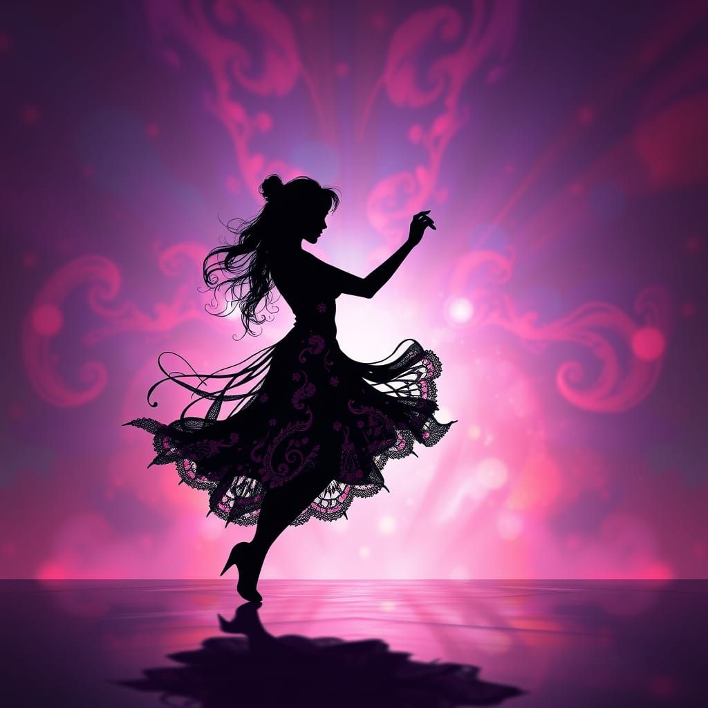 Intricate Dancing Silhouette in Fantasy Concept Art