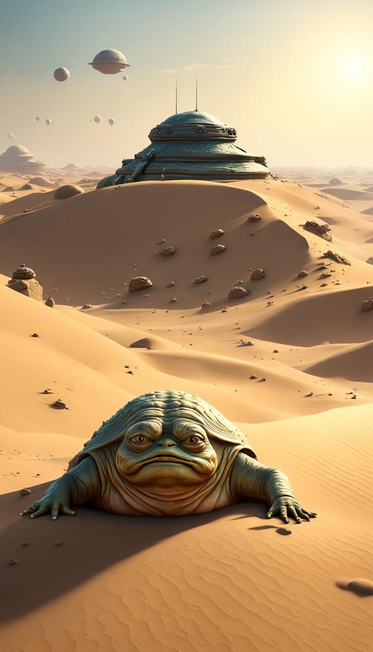 Jabba the Hutt laying in the sand - AI Generated Artwork - NightCafe ...