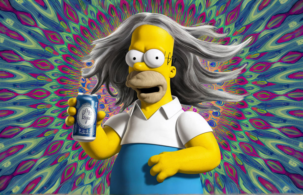Homer Simpson with hair, used all of his Dimoxinil.