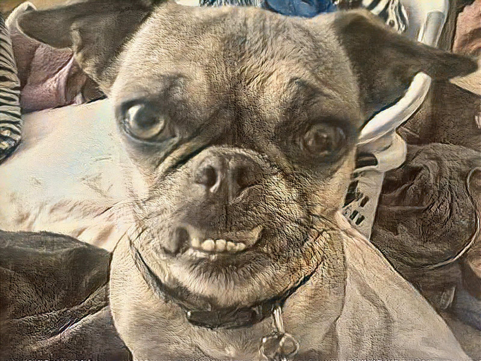 A Painting of Maggie Mae doing her signature game face look