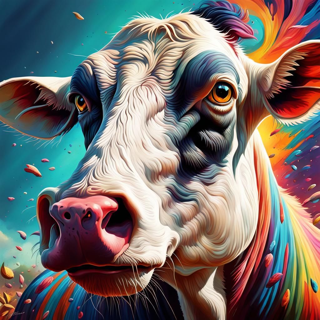 Psychodelic cow muhhhh - AI Generated Artwork - NightCafe Creator