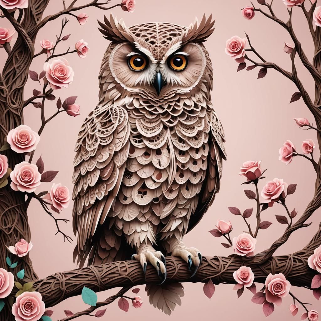 A papercut illustration of a Beautiful full shot full body o...