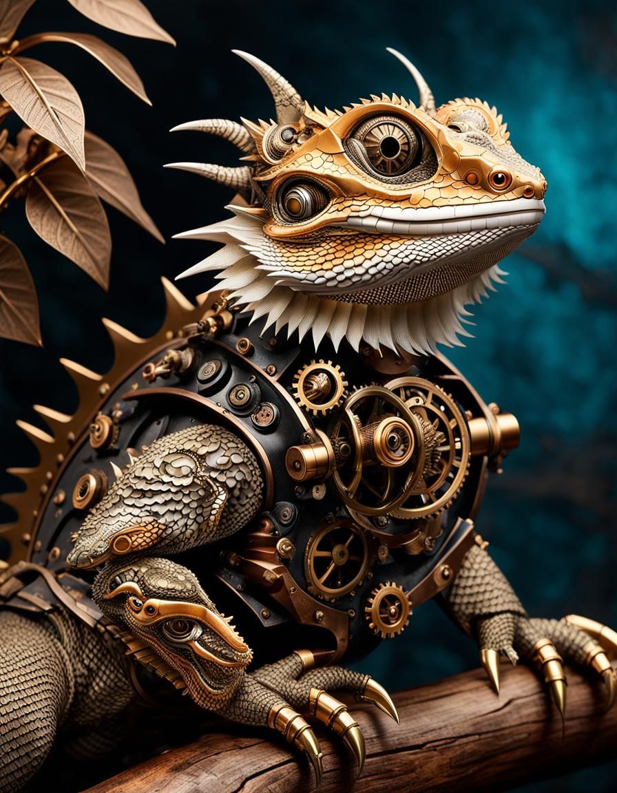 Mechanical Steampunk Lizard  by @SirHeckerich