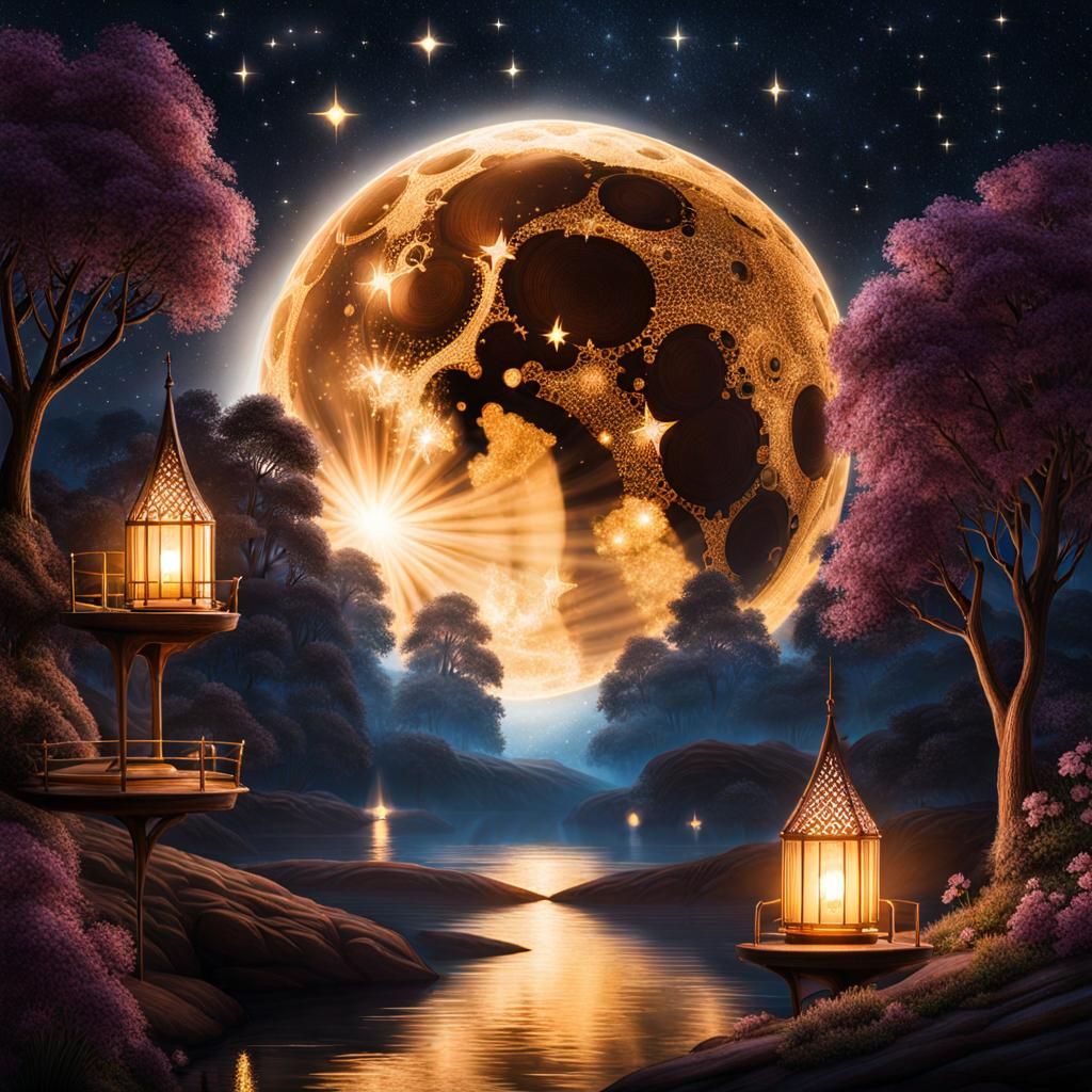 Crescent Moon and Starlight