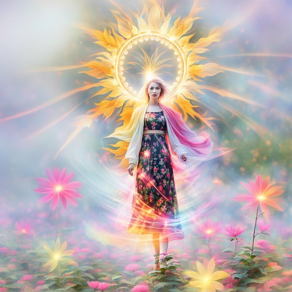 Surreal Gothic Fusion: Flower, Sun, Tree, Woman