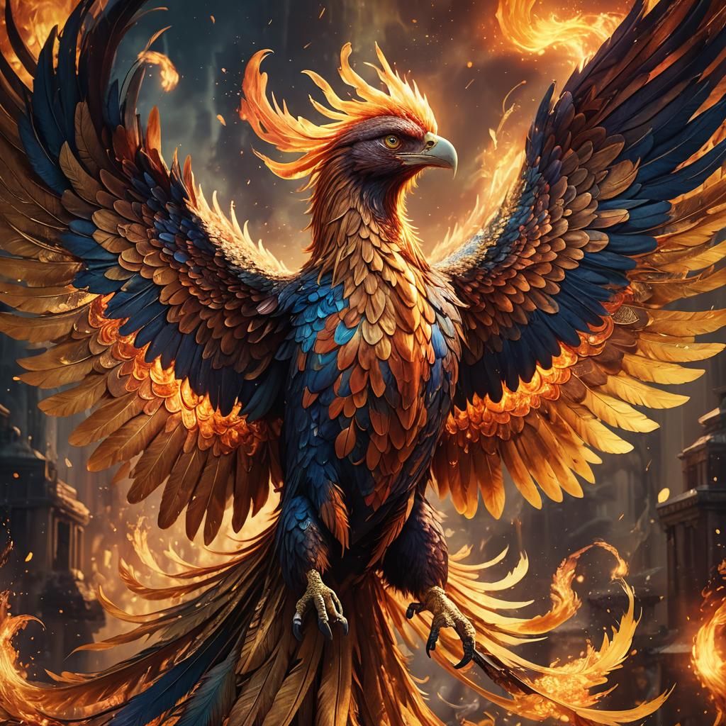 Majestic Phoenix Ascending: Fantasy Concept Art
