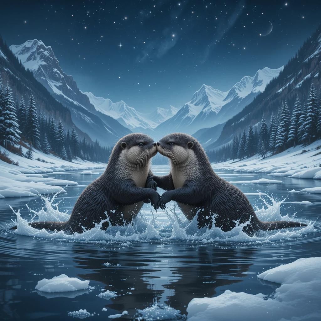 Otters Playing in the River !!