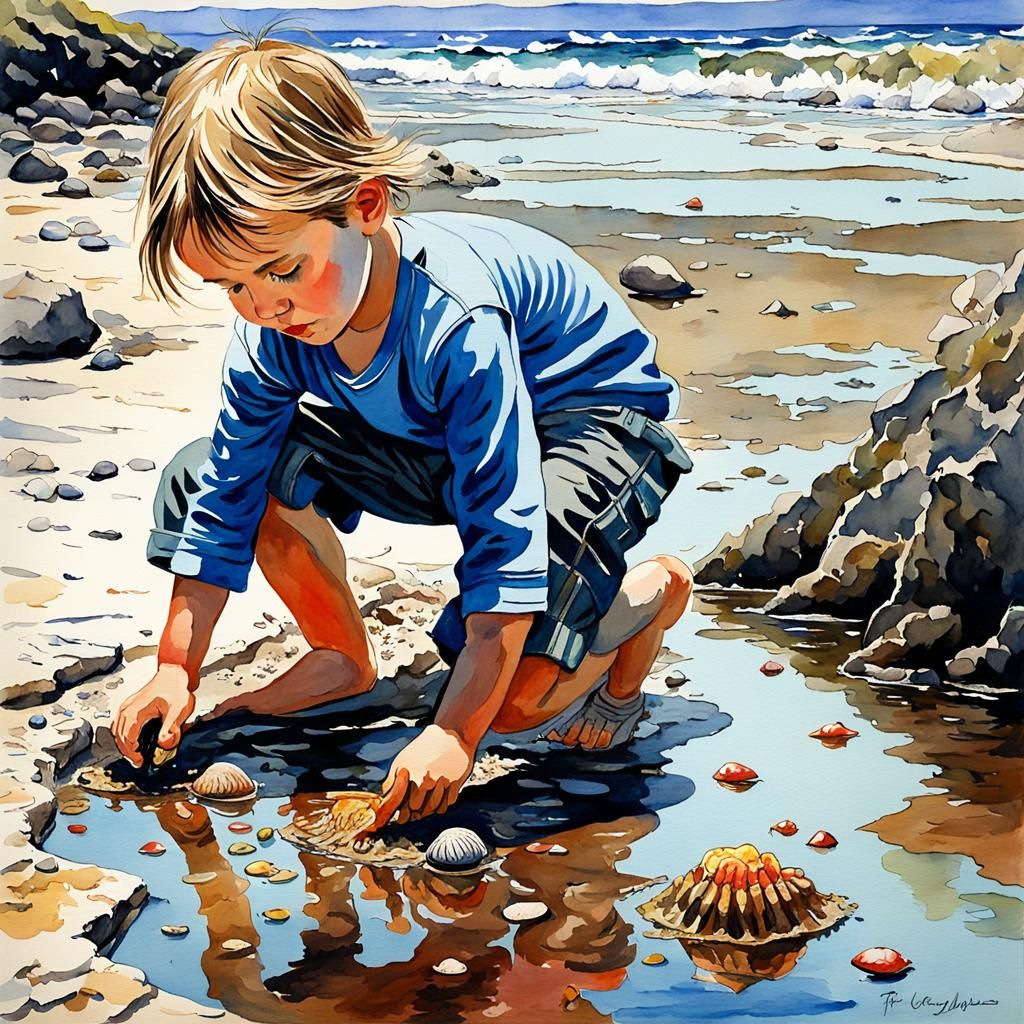 Children exploring tidepools