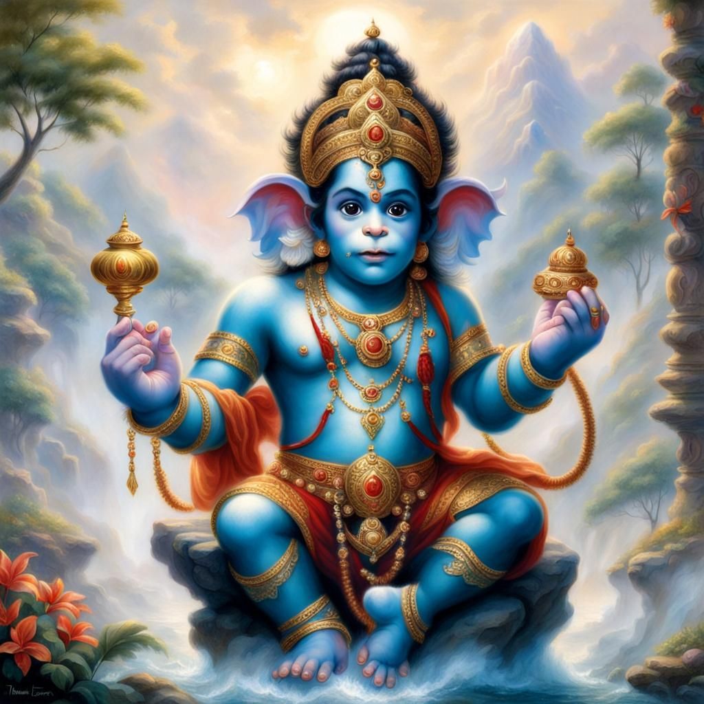 Hanuman as a baby - AI Generated Artwork - NightCafe Creator