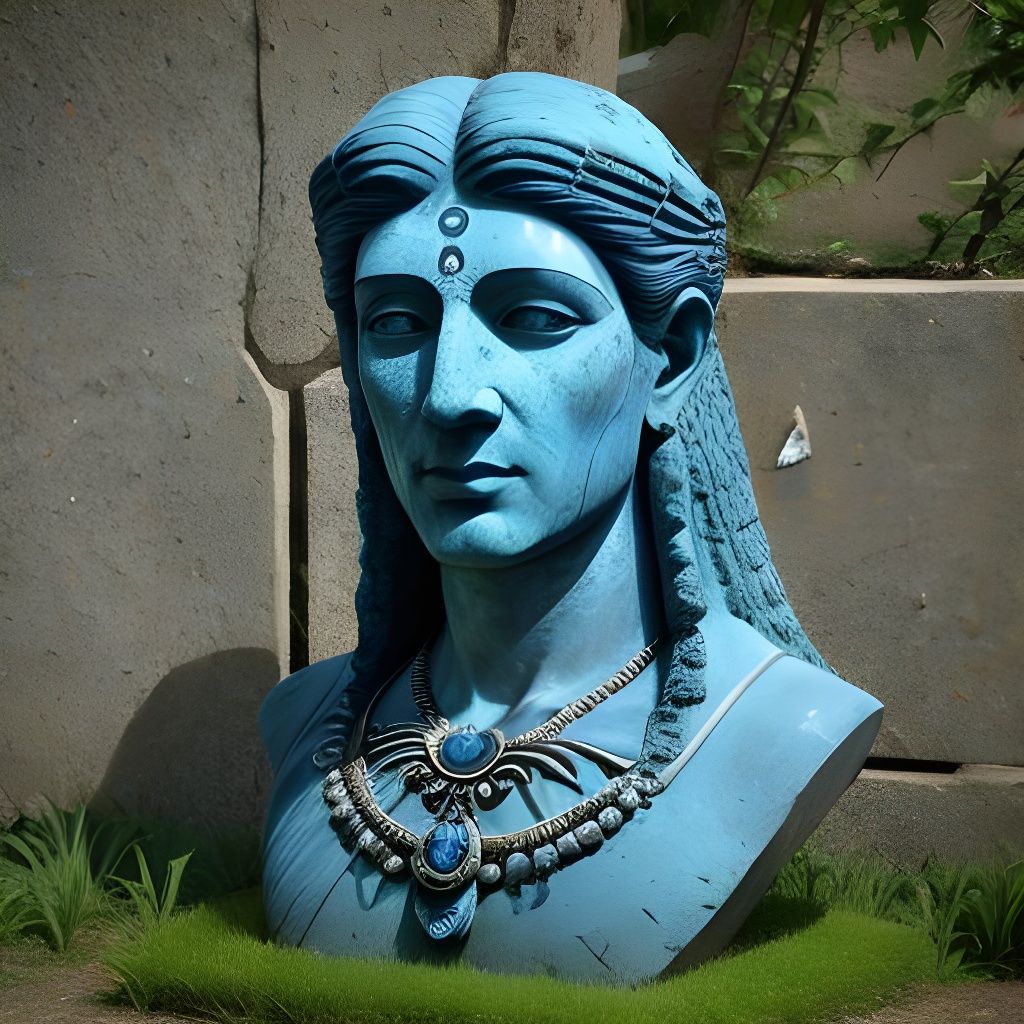 Surreal Butterflies and Stone Heads Composition