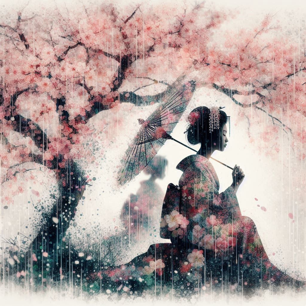 double exposure beautiful fantasy DALL-E 3 portrait landscape..