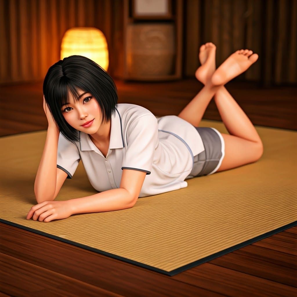 Serene Thai Woman in Cozy Anime-Inspired Room