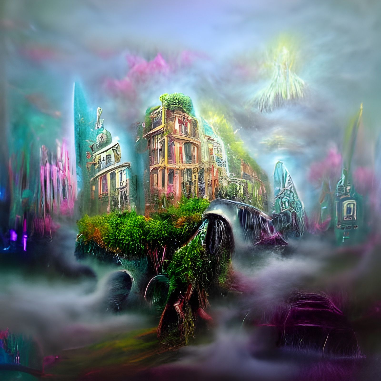 1880s misty London street 8k resolution holographic astral cosmic ...