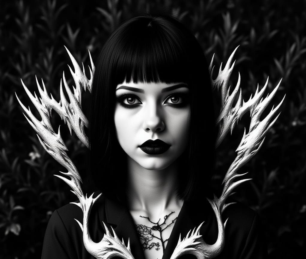 Gothic Woman With Piercings and Tattoos