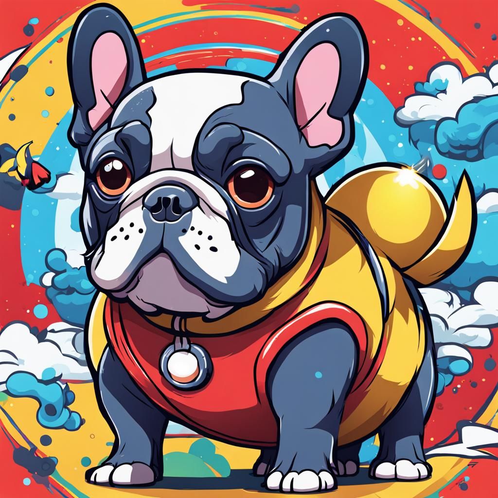 Create A French Bulldog Pokemon cartoon. Colorful and powerful - AI ...