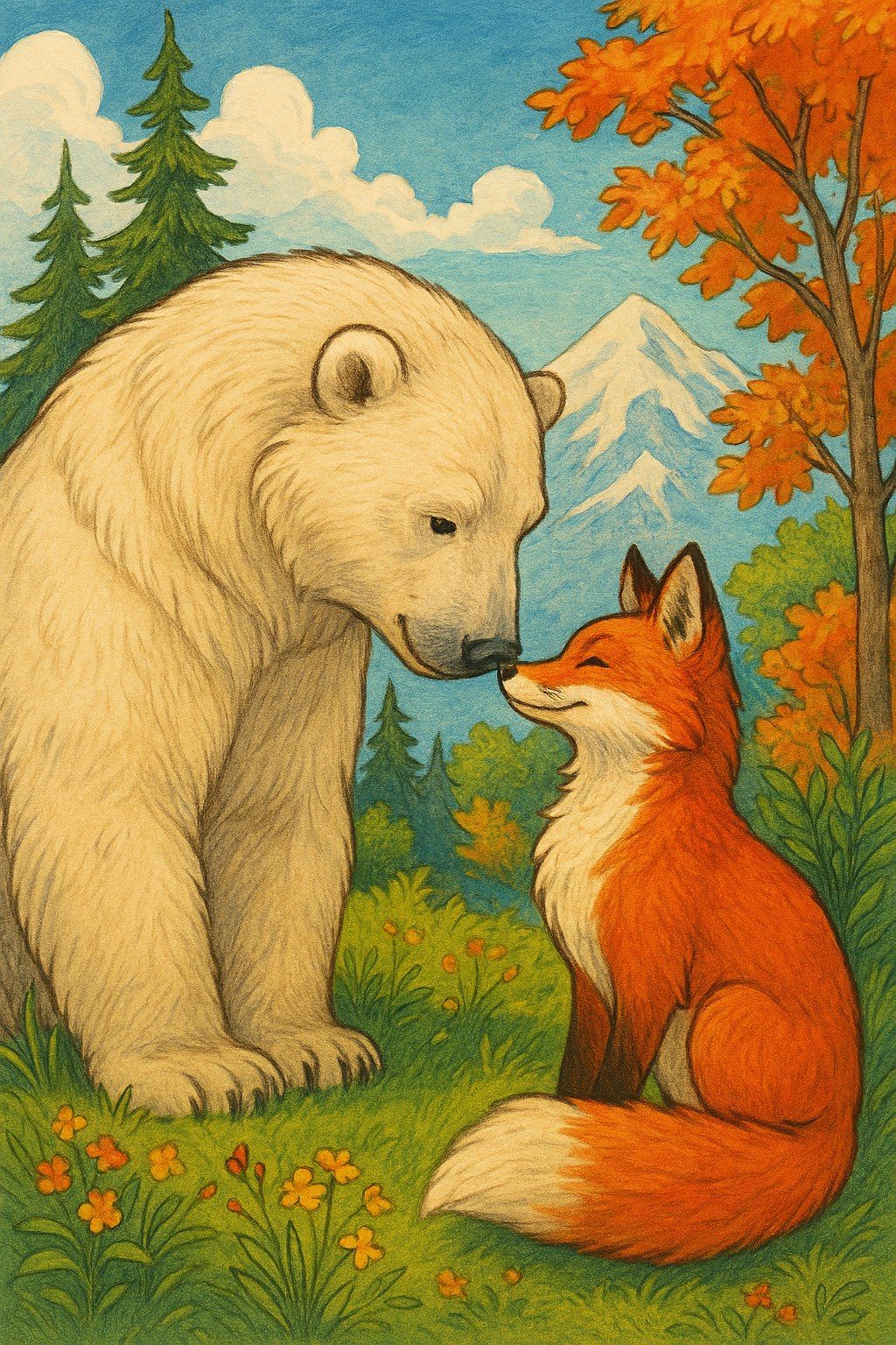 Polar bear and fox