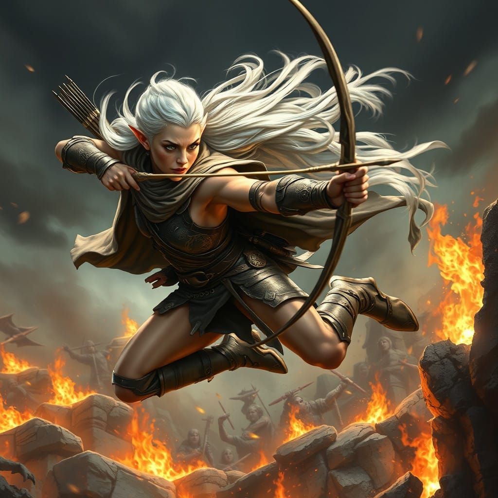 Ethereal Warrior Goddess in Motion, Cyberpunk Style