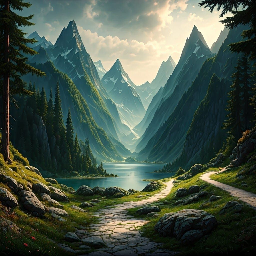 Surreal Austrian Landscape in Dazzling Matte Painting