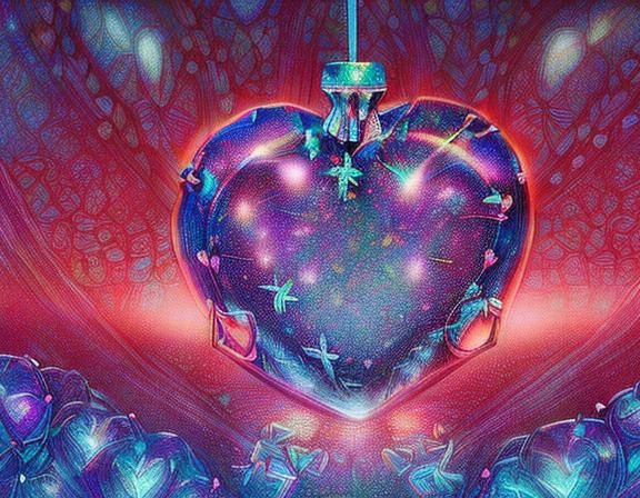 (inside a glass heart:1.9) are neuron flowers, <lora:Big City Lights DS8:1.0> with red tones, flowing liquid lines, glitter, sparkles, parti...