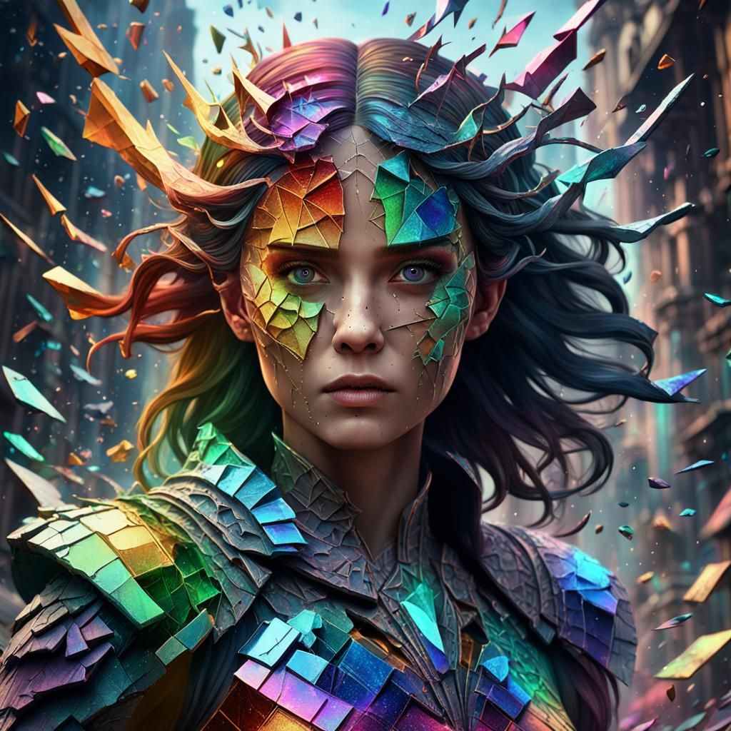 A woman's spirit shattered and crackled into rainbow pieces