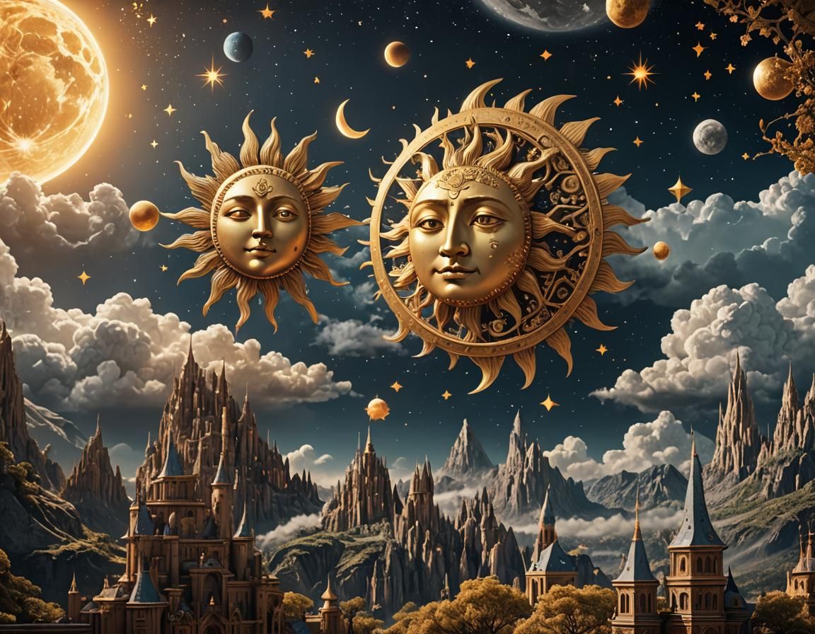 sun, moon, and stars aesthetic