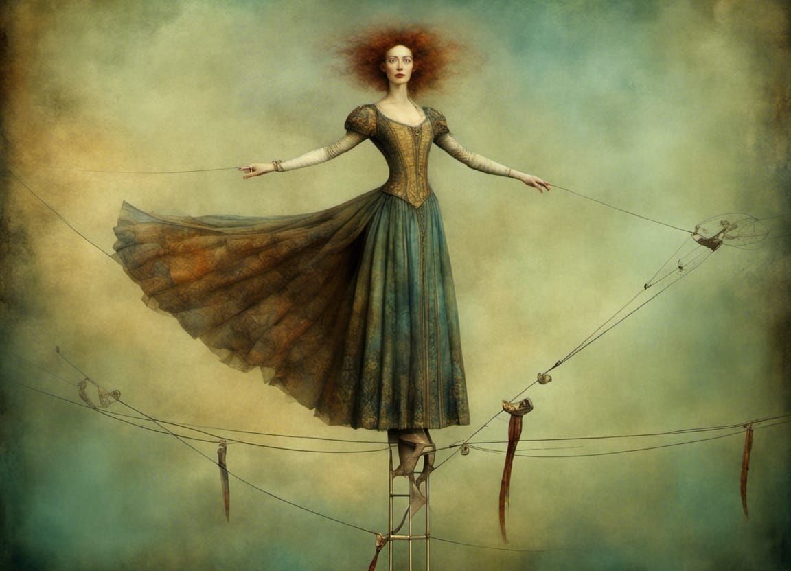 Circus performer on high wire by Susan Seddon Boulet, Catrin...