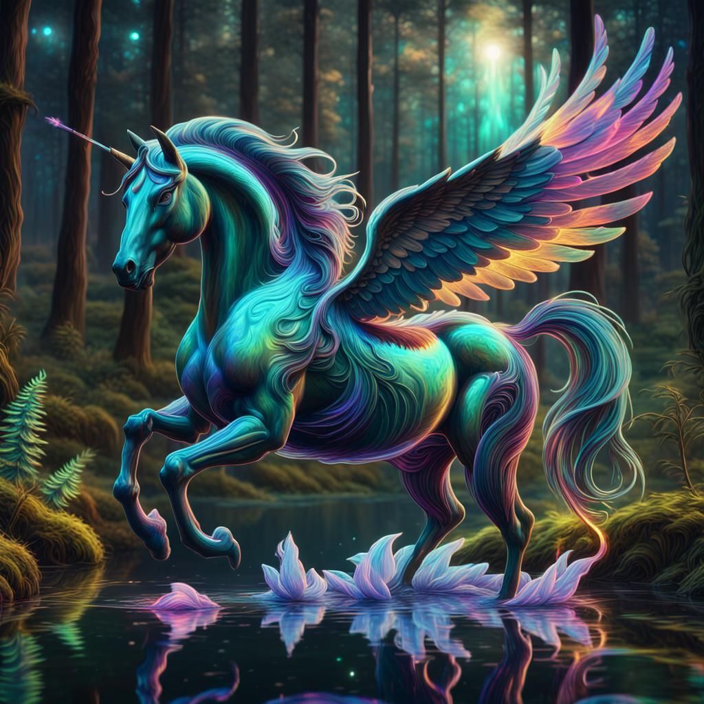 Bioluminescent pegasus - AI Generated Artwork - NightCafe Creator