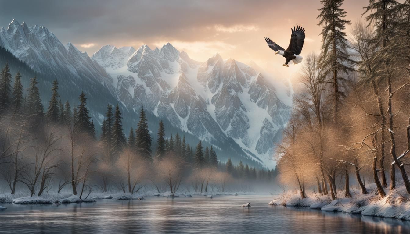 Winter Home Of The Bald Eagle - AI Generated Artwork - NightCafe Creator