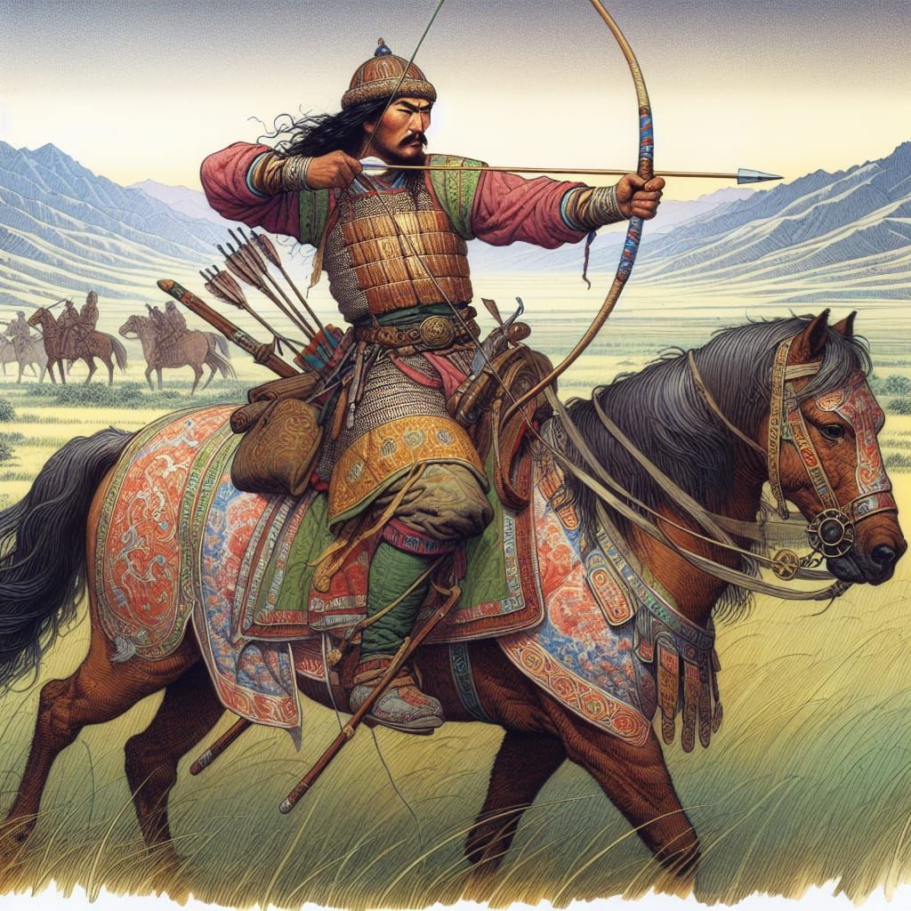 Mongol cavalry archer  by @Syrtica