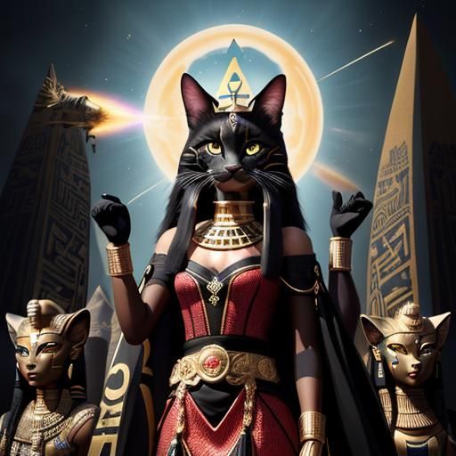 Egyptian Goddess Bastet in futuristic egypt - AI Generated Artwork ...