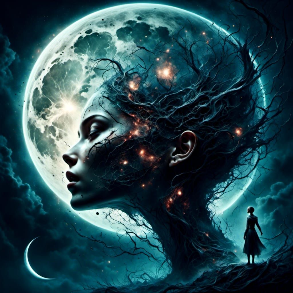 Glare moon sky