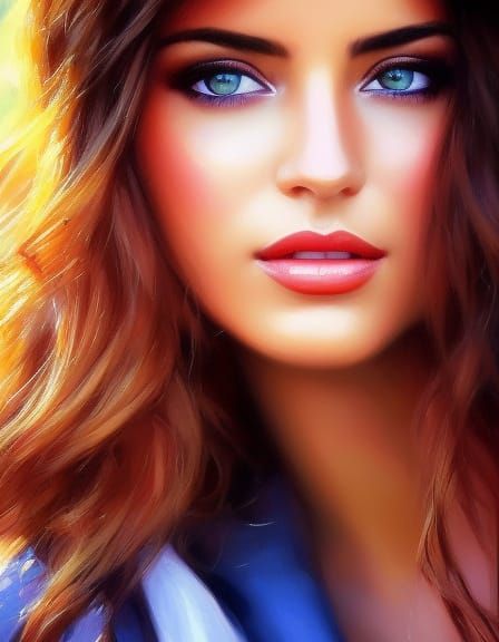 A woman, beautiful, hyperrealistic, shining skin, beautiful ...