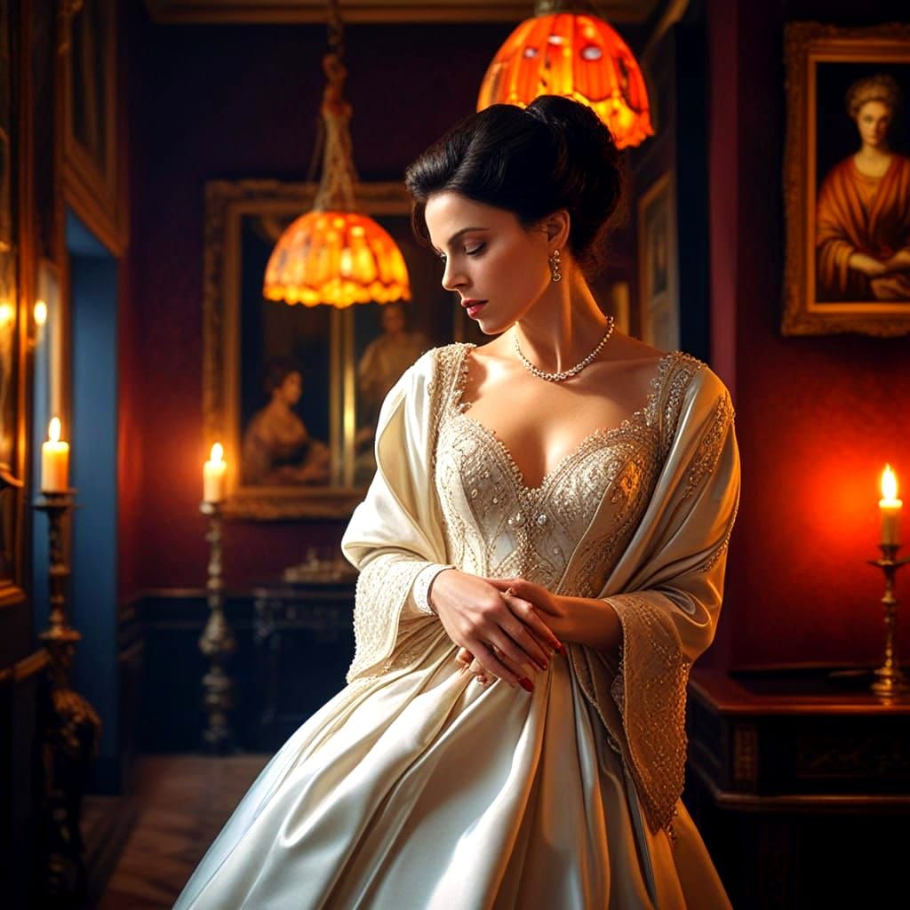 Enigmatic Lady in Extravagant Attire