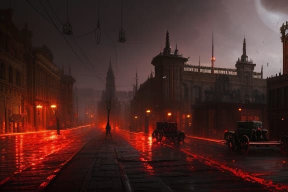 Blood-Stained Clockpunk Streets: Splash Art