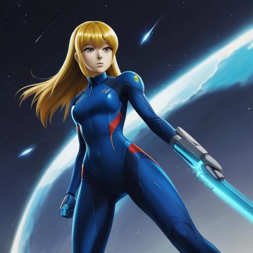 Samus, wearing Zero Suit