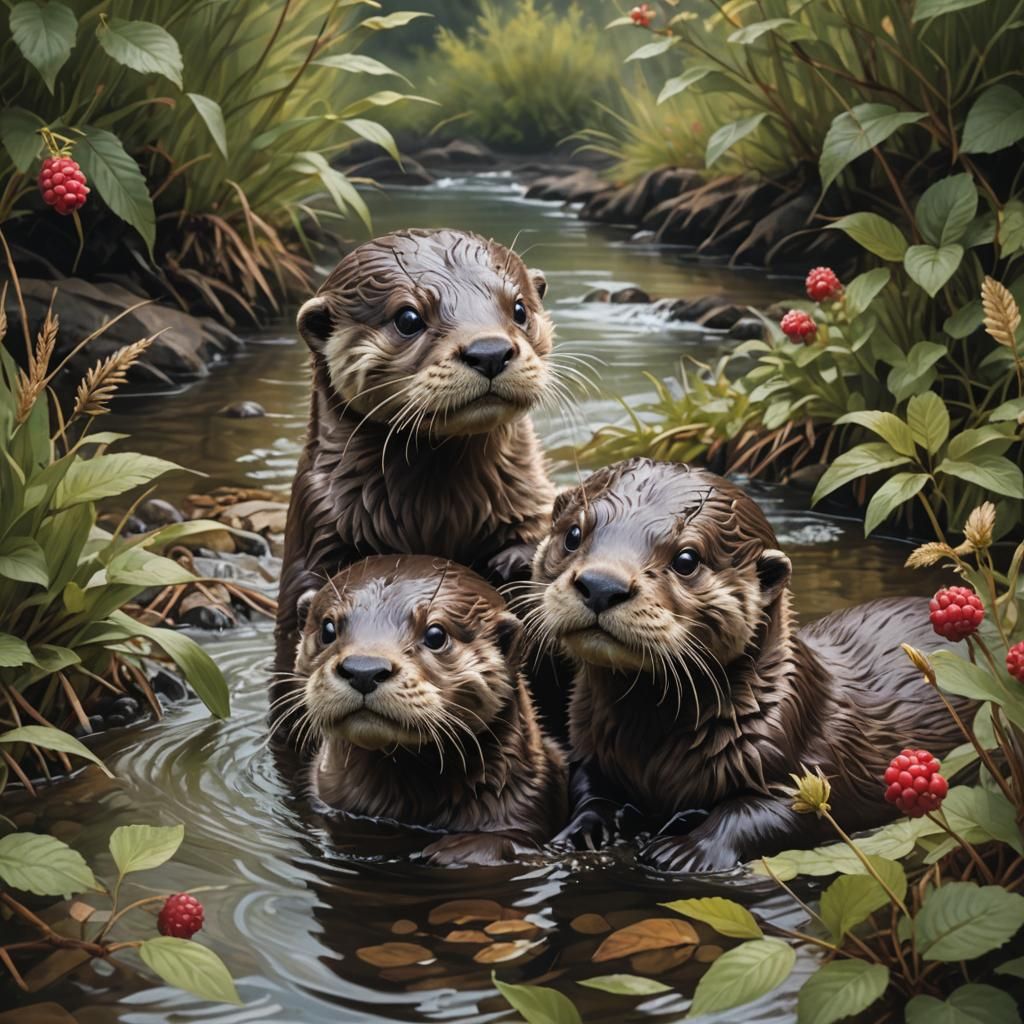 Otter Pups   by @Amethystmoonsong