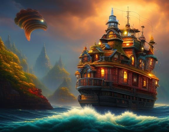 house boat  by @neuronicpaint