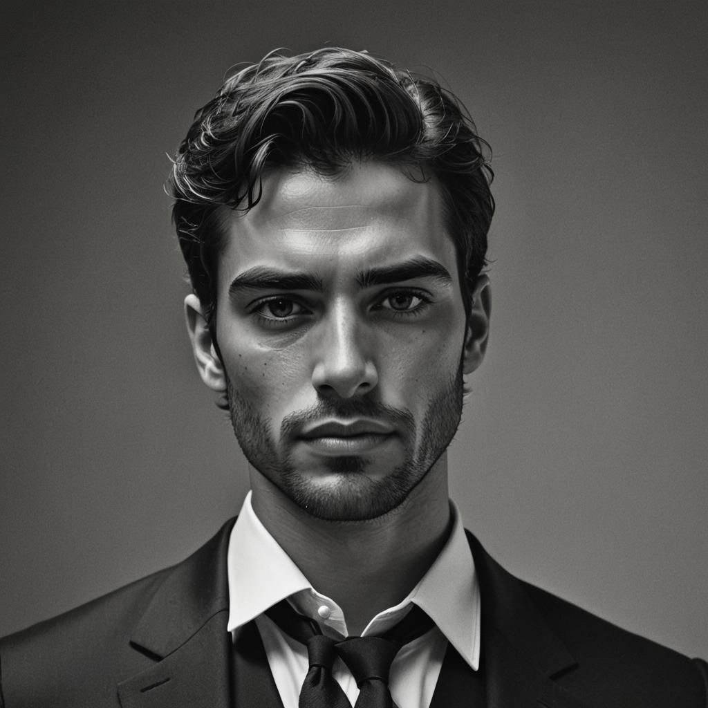 Photo of male model Gonçalo Teixeira, black and white, realistic ...