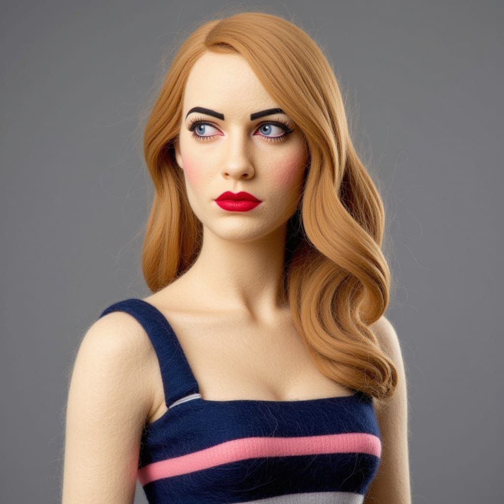 Portrait in wool: Blonde woman