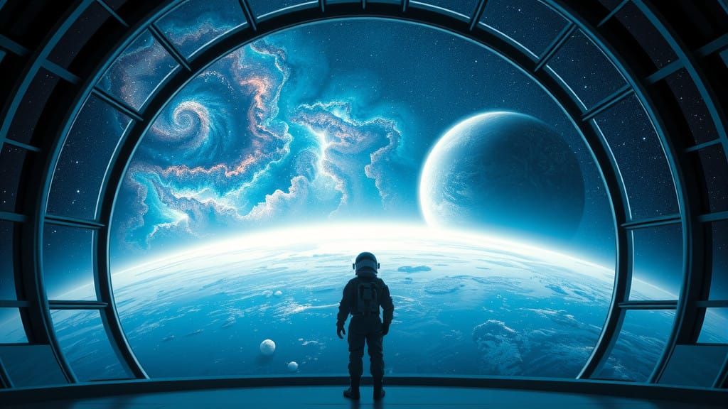 Windows with unreal views in space  by @Alan