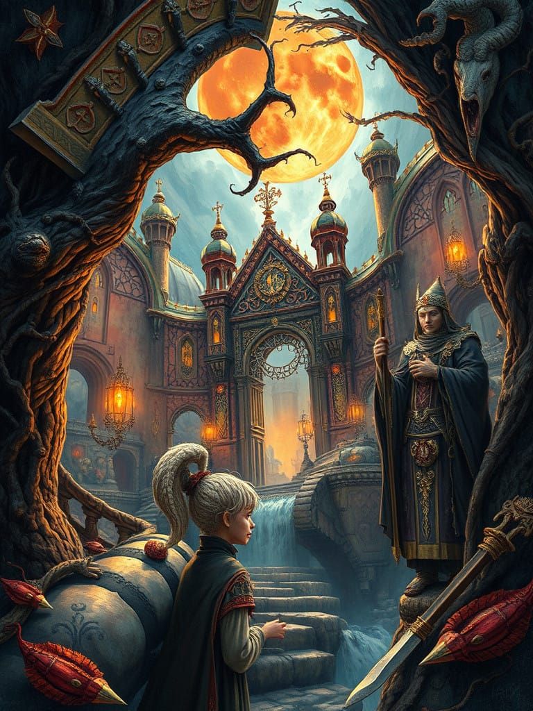 Ethereal Fantasy Landscape in Vibrant Oil-Brush Style