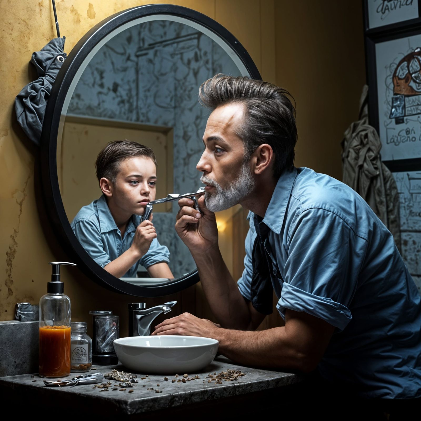 What he thinks that he will look like without a beard.