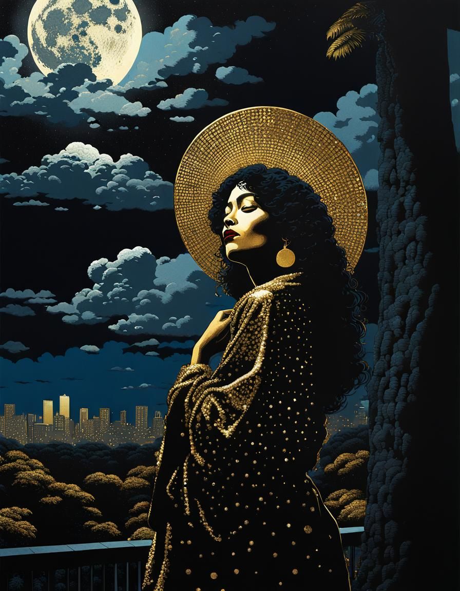 South American Guapa in a Park. Dark night Fantasy  by @LoreCampa93